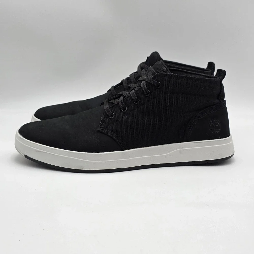 Timberland Mens Davis Square Chukka Black Nubuck Shoes Sneakers Size‎ 11.5 US